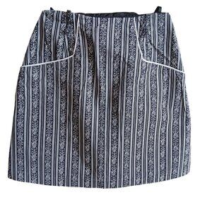 22" 1OF1 Vintage 1960's Black & White Striped Floral Skirt Pockets Back Zipper